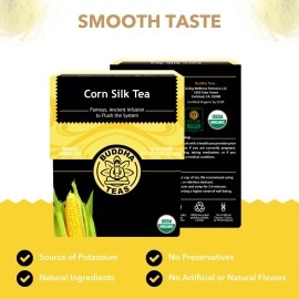 Buddha Teas Organic Corn Silk 18 Bleach-Free Bags - Caffeine Free, Natural Source of Vitamins and Antioxidants, Supports Urinary Tract Health, Non-GMO