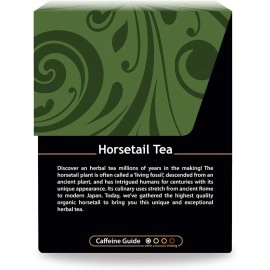 Organic Horsetail Tea, 18 Bleach-Free Tea Bags  Organic Caffeine Free Tea Optimizes Urinary Tract Health, Supports Hair Growth and Bone Development, Natural Source of Vitamin C and Fiber, No GMOs
