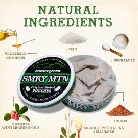 Smokey Mountain Original Pouches - Wintergreen - Tobacco Free and Nicotine Free - 5 Can Box - 20 Per Can