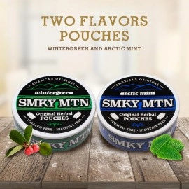 Smokey Mountain Original Pouches - Wintergreen - Tobacco Free and Nicotine Free - 5 Can Box - 20 Per Can