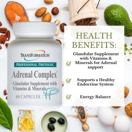 TRANSFORMATION THE GENESIS OF GOOD HEALTH Enzymes Adrenal Complex - 60 Capsules - Synergistic Formulation Herbs and Vitamins to Support a Endocrine System