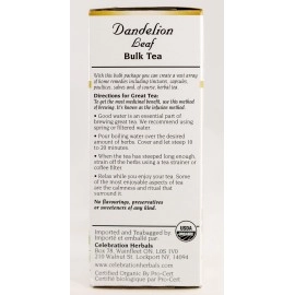 Celebration Herbals Organic Dandelion Leaf Tea - Organic, Kosher (Loose Leaf - 30g) | Taraxacum officinale Herbal Tea | Mild and Leafy, Valued in Herbal Traditions