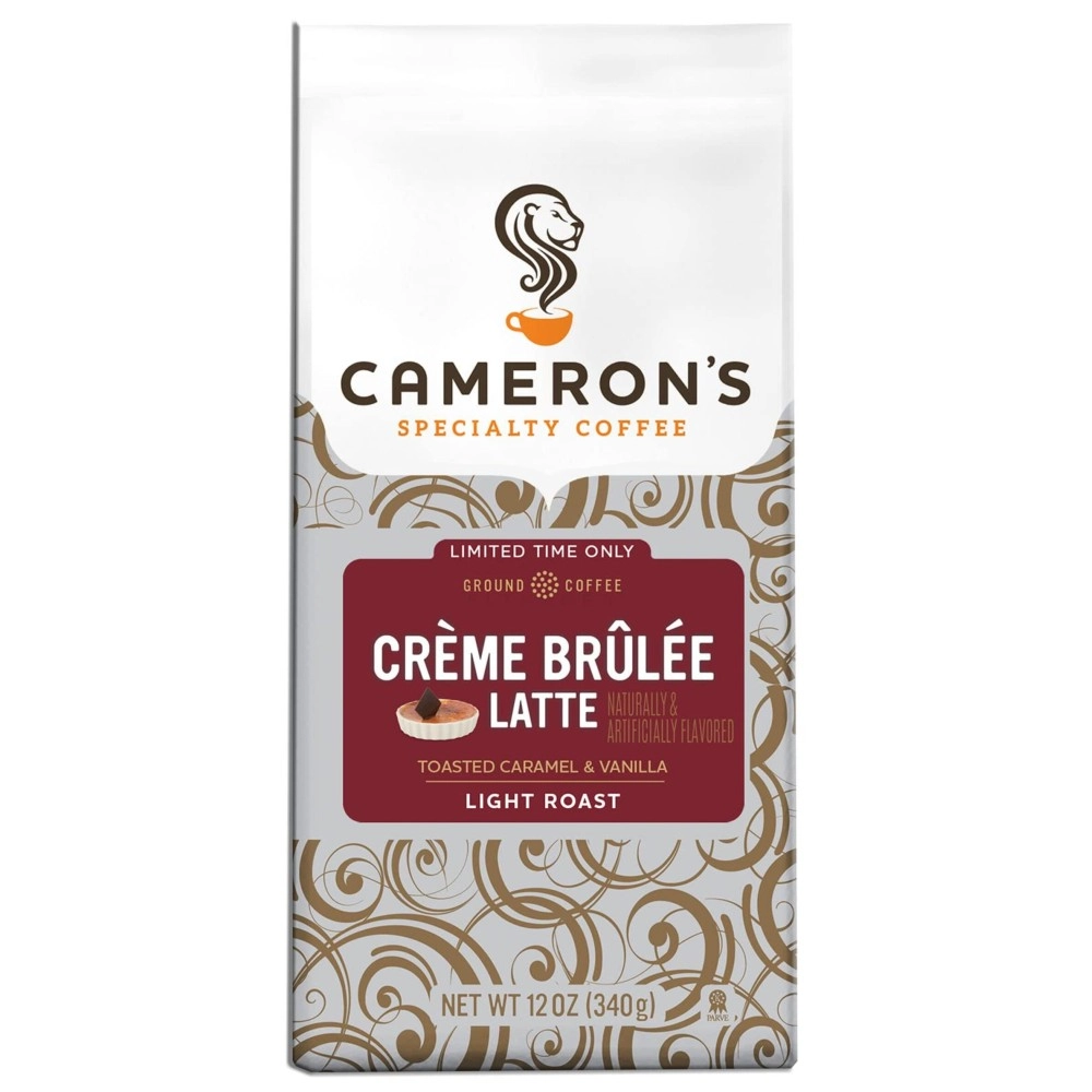 Cameron\'s Coffee Holiday Roasted Ground Coffee Bag, Flavored, Crme Brulee Latte, 12 Ounce