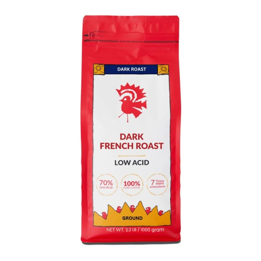 Puroast Low Acid Coffee French Roast Drip Grind, Ground, 2.5 Pound Bag