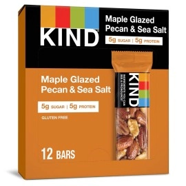 KIND Bars, Maple Glazed Pecan & Sea Salt, Gluten Free, Low Sugar, 1.4 Ounce Bars, 12 Count (Packaging May Vary)