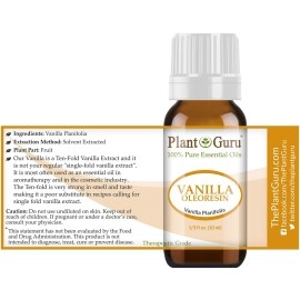 Plant Guru Vanilla Oleoresin Essential Oil 10 ml 100% Pure Undiluted Therapeutic Grade. 10 Fold Extraction