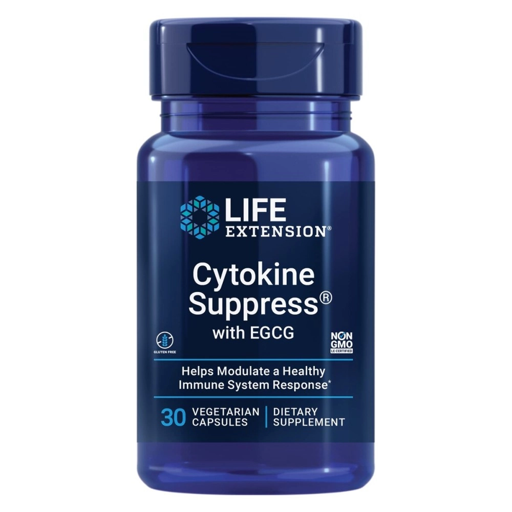 Life Extension Cytokine Suppress with EGCG - Inflammation Management Supplement - For Immune System Response - Non-GMO, Gluten-Free - 30 Vegetarian Capsules