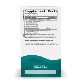 Nordic Naturals Nordic Flora Probiotic Daily - 60 Capsules - 4 Probiotic Strains with 12 Billion Cultures - Optimal Wellness, Immune Support, Digestive Health - Non-GMO, Vegan - 30 Servings