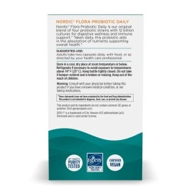 Nordic Naturals Nordic Flora Probiotic Daily - 60 Capsules - 4 Probiotic Strains with 12 Billion Cultures - Optimal Wellness, Immune Support, Digestive Health - Non-GMO, Vegan - 30 Servings