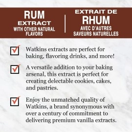 Watkins Rum Extract with Other Natural Flavors, 2 oz. Bottles, Pack of 6 (Packaging May Vary)