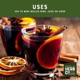 Monterey Bay Herb Co. Traditional Mulling Spices - Spice Blend for Mulled Wine Spices, Apple Cider, Tea, Wine, and Immune Support (1lb Bag)