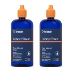 Concentrace Trace Mineral Drops. Magnesium, Chloride, Potassium. Ionic Sea Minerals from the Great Salt Lake in Utah. Hydration. Electrolyte. Performance. Energy. No sugar. 2 pack of 8 oz bottle