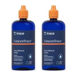 Concentrace Trace Mineral Drops. Magnesium, Chloride, Potassium. Ionic Sea Minerals from the Great Salt Lake in Utah. Hydration. Electrolyte. Performance. Energy. No sugar. 2 pack of 8 oz bottle