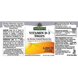Nature\'s Answer Vitamin D-3 Drops 4000 IU 0.5 Fluid Ounce | Natural Immune Booster | Promotes Muscle and Bone Function | Supports Cardiovascular Health
