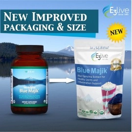 E3LIVE Blue Majik - Proprietary Phycocyanin Extract for Anti-Inflammatory Support - 30% Phycocyanin Content - Chemical-Free 50 Grams
