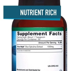 E3LIVE Blue Majik - Proprietary Phycocyanin Extract for Anti-Inflammatory Support - 30% Phycocyanin Content - Chemical-Free 50 Grams