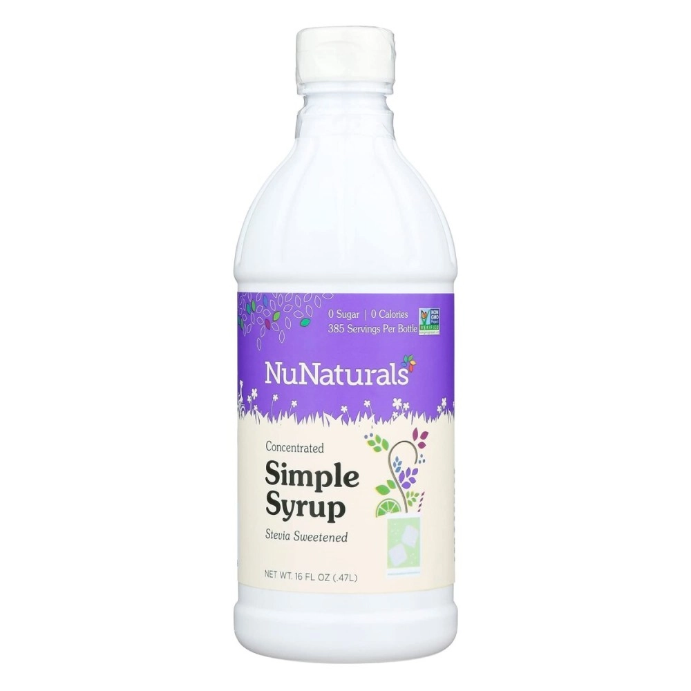NuNaturals Premium Plant Based Simple Syrup, Sugar-Free, Stevia Sweetened, 16 Ounce