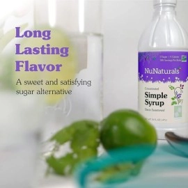 NuNaturals Premium Plant Based Simple Syrup, Sugar-Free, Stevia Sweetened, 16 Ounce