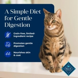 Blue Buffalo Basics Skin & Stomach Care Grain Free, Natural Indoor Adult Dry Cat Food, Duck & Potato 5-lb