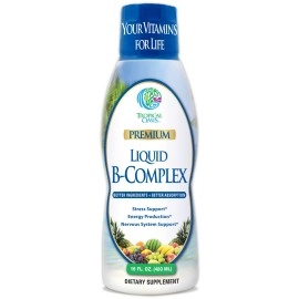 Premium Liquid B Complex Vitamin- Fast Absorbing Liquid B-Complex Supplement w/ all 8 B-vitamins, PLUS energising herbal blend w/ Ginseng, Ginkgo, and Eleuthero Root - Vegan, NON-GMO - 470ml, 32 Serv