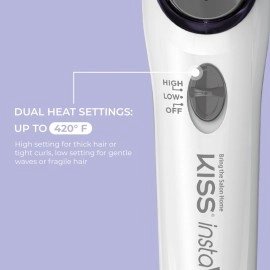 KISS Instawave Deluxe Automatic Rotating Curling Iron, Patented Automotic Spinner, 2-Way Rotation, 1 Ceramic Ionic Wand, Dual Heat Settings, 420 Max Temperature, Black & White