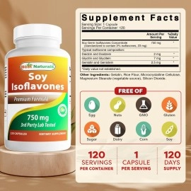 Best Naturals Best Naturals Soy Isoflavones for Women 750 Mg Capsules, 120 Count