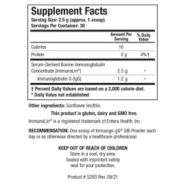 BIOTICS Immuno-gG SBI Powder Easy-to-Mix Powder Formula, Ultimate IgG, Complete Gut Health and Immune Support, Dairy Free, Immunoglobulin Concentrate