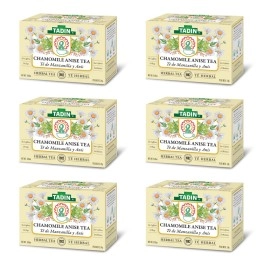Tadin Herb & Tea Co. Chamomile & Anise Herbal Tea, Caffeine Free, 24 Tea Bags, Pack of 6