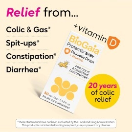 BioGaia Probiotics Drops With Vitamin D for Baby, Infants, Newborn and Kids Colic, Spit-Up, Constipation and Digestive Comfort, 1 Pediatrician Recommended Probiotic for Colic, 10 ML, 0.34 oz, 2 Pack2