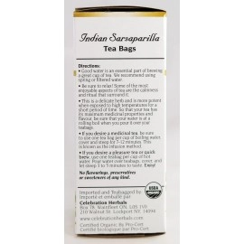 CELEBRATION HERBALS Sarsaparilla Root Organic 24 Bag, 36g/ 1.26 oz