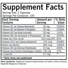 Kirkman B-Complex with CoEnzymes R5P & P5P - Hypoallergenic - 200 Vegetarian Capsules