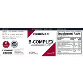 Kirkman B-Complex with CoEnzymes R5P & P5P - Hypoallergenic - 200 Vegetarian Capsules