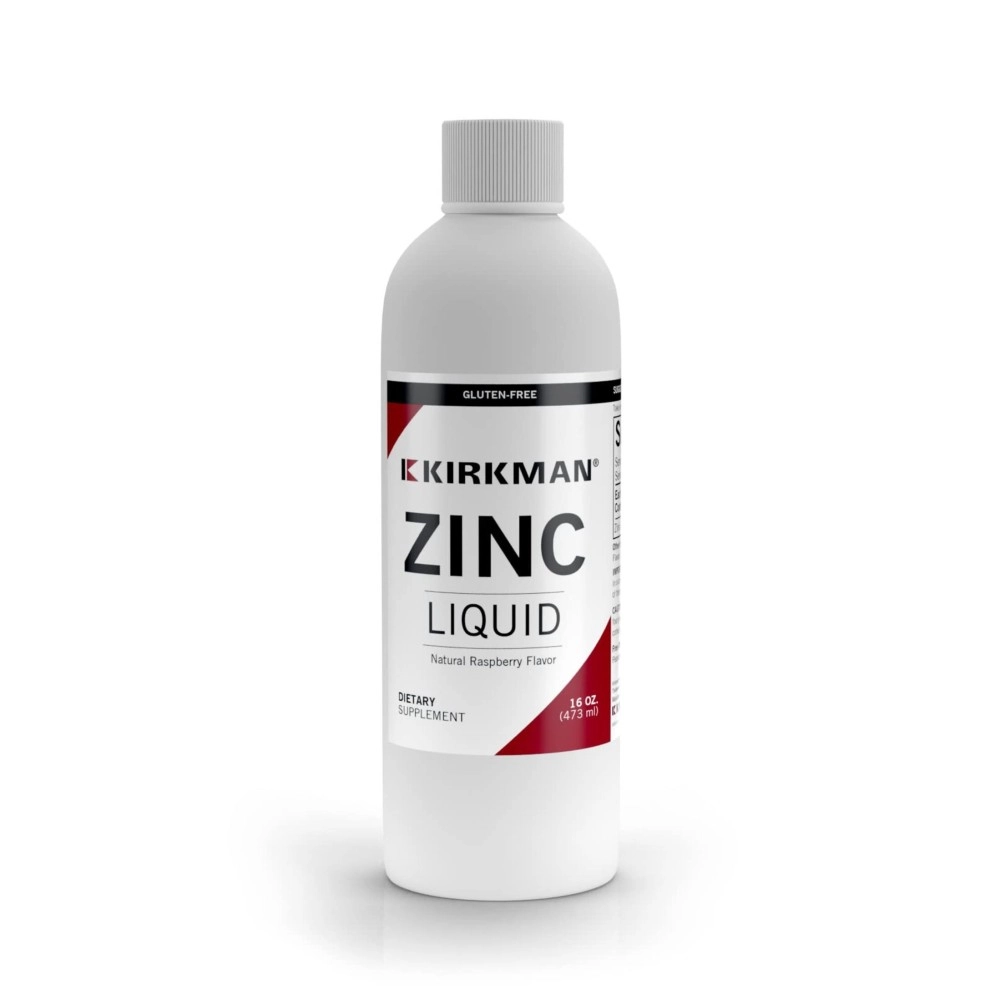 Kirkman Zinc Liquid New Formulation 16 Oz Flavored With Natural Raspberry Free Of Common Allergens 16 Ounce