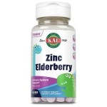 KAL Kids Zinc Elderberry Dinosaurs, Immune Support Supplement* for Children w/Sambucus Elderberry, Fast Dissolving Mixed Berry ActivMelts, Fun, Tasty Dino Shapes, Vegan, 90 Servings, 90 Micro Tablets