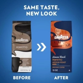 Lavazza Perfetto Ground Coffee Blend, Dark Roast, 12 oz