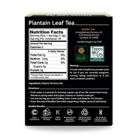 Buddha Teas Organic Plantain Leaf - Kosher, Caffeine-Free, GMO-Free - 18 Bleach-Free Bags