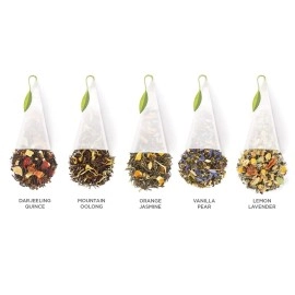 Tea Forte Lotus Relaxing Tea, Presentation Box Sampler Gift Set, Assorted Variety Handcrafted Pyramid Infuser Bags, Black, Green, Oolong, White, Herbal, 20 Count (Pack of 1)
