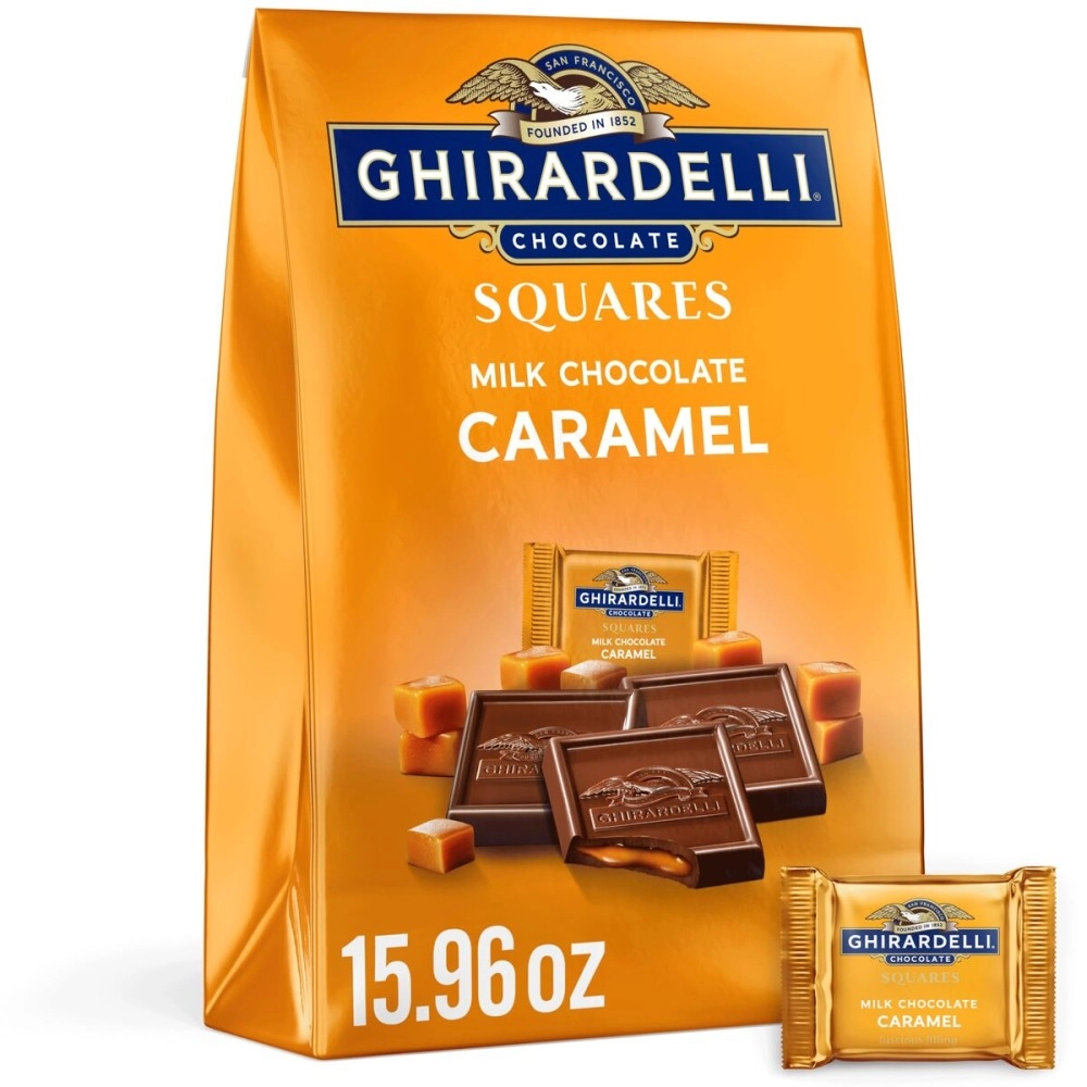 GHIRARDELLI Milk Chocolate Squares with Caramel Filling, 15.96 OZ Bag