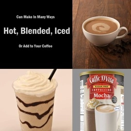 Caffe D\'Vita Sugar Free Mocha Cappuccino Mix - Sugar Free Mocha Mix, Gluten Free, No Cholesterol, No Hydrogenated Oils, No Trans Fat, 99% ine Free, Sugar Free Mocha Powder - 2 Lb Can