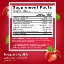 EZ Melts B-Complex with Methylcobalamin and Methylfolate, Sublingual Vitamins, Vegan, Zero Sugar, Natural Strawberry Flavor, 60 Fast Dissolve Tablets