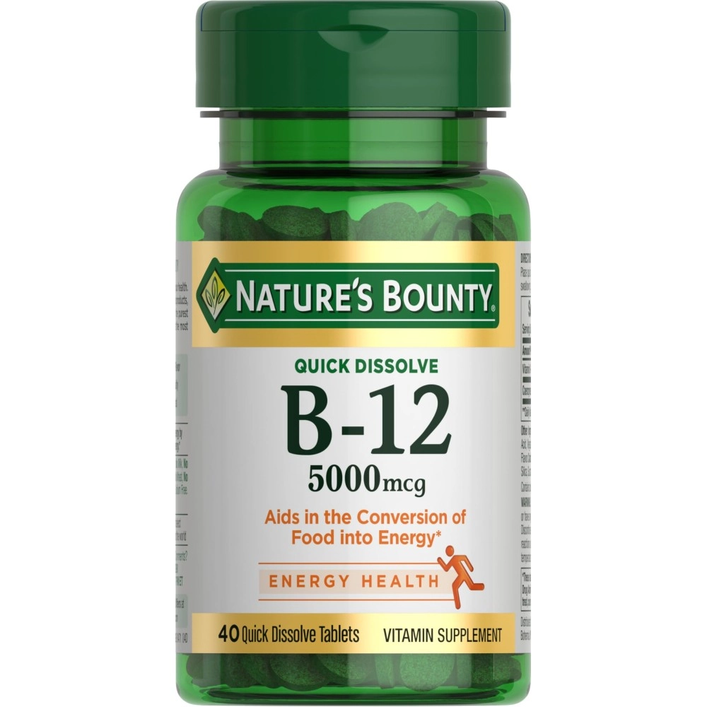 Nature\'s Bounty Vitamin B12 Supplement, Supports Metabolism and Nervous System Health, 5000mcg, 40 Tablets