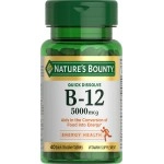 Nature\'s Bounty Vitamin B12 Supplement, Supports Metabolism and Nervous System Health, 5000mcg, 40 Tablets