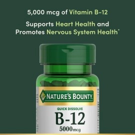 Nature\'s Bounty Vitamin B12 Supplement, Supports Metabolism and Nervous System Health, 5000mcg, 40 Tablets