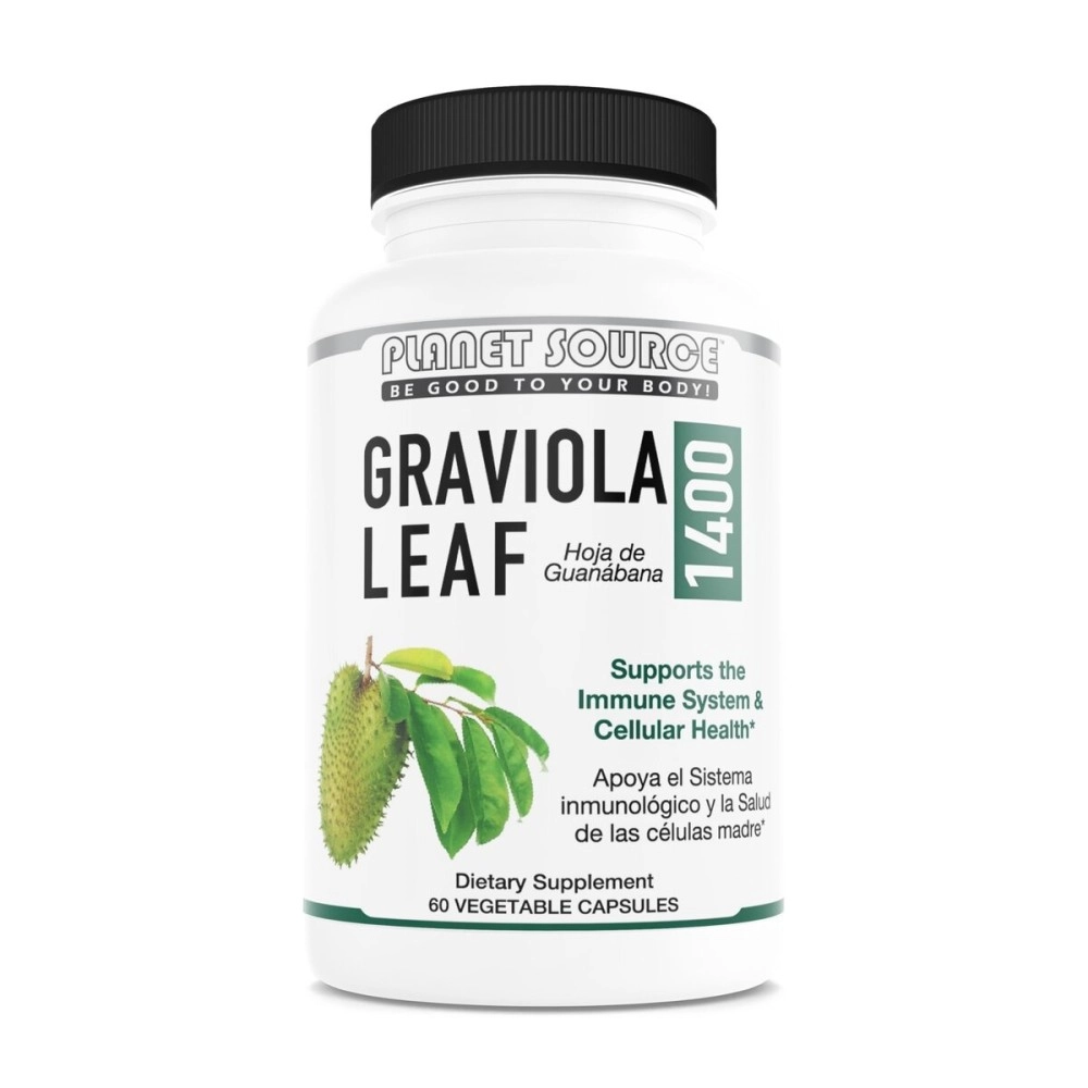 Planet Source Graviola Leaf - Annona Muritcata Soursop - Immune Boost and a Healthy Inflammation Response - All-in-One Immune System Support - Natural Anti-Oxidant - 60 1400mg Vegetable Capsules