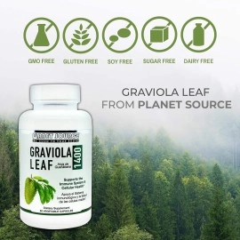 Planet Source Graviola Leaf - Annona Muritcata Soursop - Immune Boost and a Healthy Inflammation Response - All-in-One Immune System Support - Natural Anti-Oxidant - 60 1400mg Vegetable Capsules