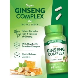 Nature\'s Truth Super Ginseng Complex plus Royal Jelly 800 mg Quick Release Capsules, 60 Capsules