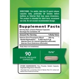 Nature\'s Truth Valerian Root 1200 mg Supplement, 90 Count