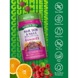 Nature\'s Truth Hair, Skin, Nails Natural Fruit Flavored Gummies, 80 Count