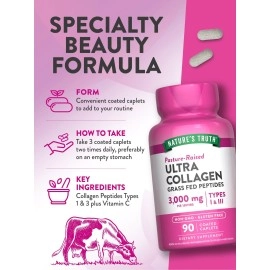 Nature\'s Truth Hydrolyzed 3000 Mg Collagen Type I & Iii with Vitamin C, 90 Count