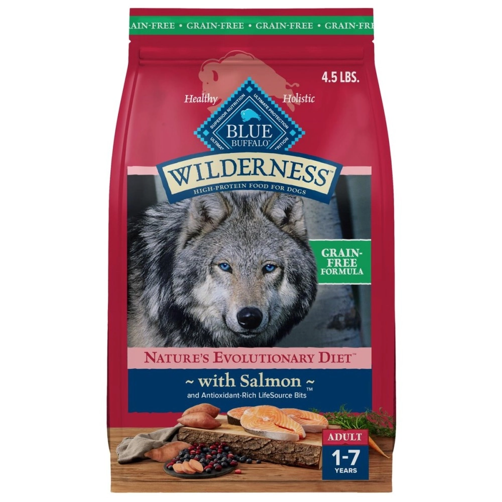 Blue Buffalo Wilderness High Protein, Natural Adult Dry Dog Food, Salmon 4.5-lb